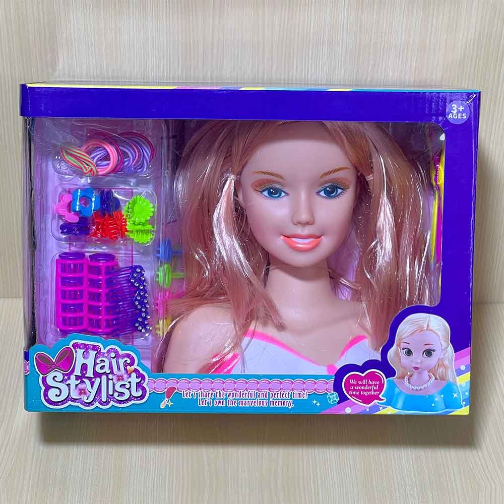 Girls Hair Stylist Play Doll – Styling Head with Hair Accessories, Curlers, Clips & Comb | Pretend Hairdressing Bust Toy for Girls Ages 3+, Ideal Gift for Creative Play